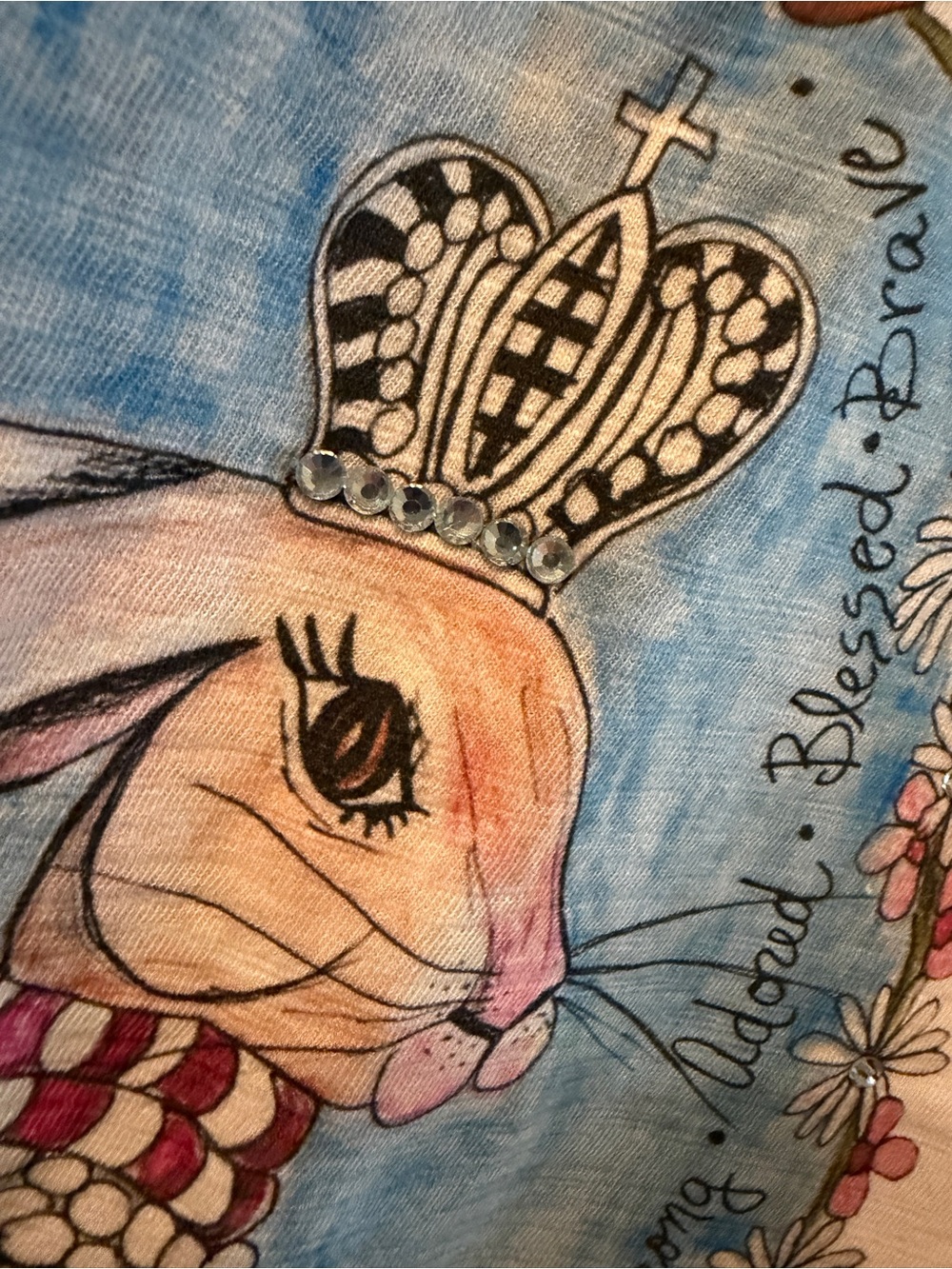 Women's Light Pink Bunny Graphic V‑Neck Tunic - Picture 5 of 5